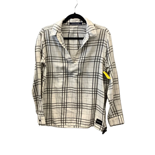 Top Long Sleeve By Calvin Klein In Plaid Pattern, Size: M