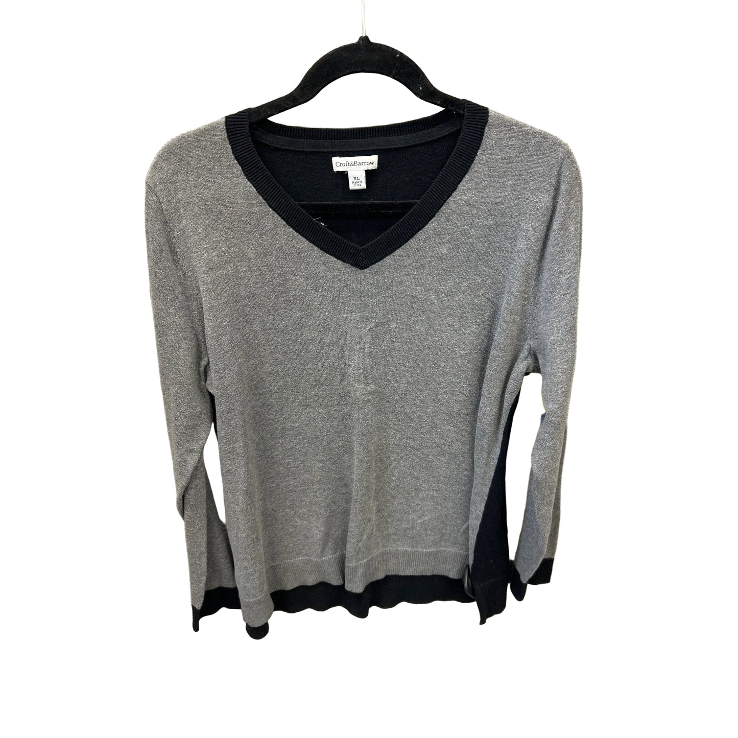 Top Long Sleeve By Croft And Barrow In Black & Grey, Size: Xl