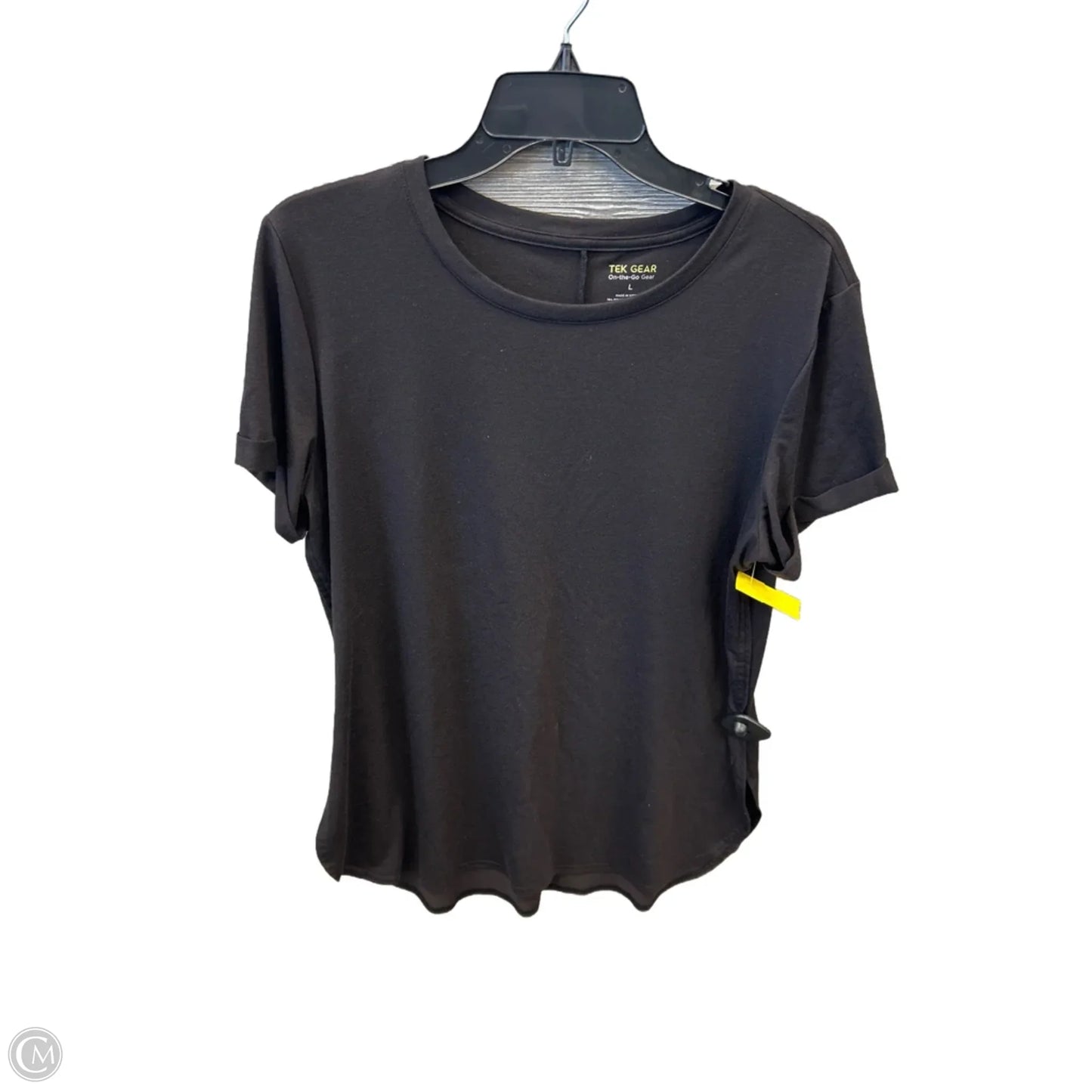 Athletic Top Short Sleeve By Tek Gear In Black, Size: L