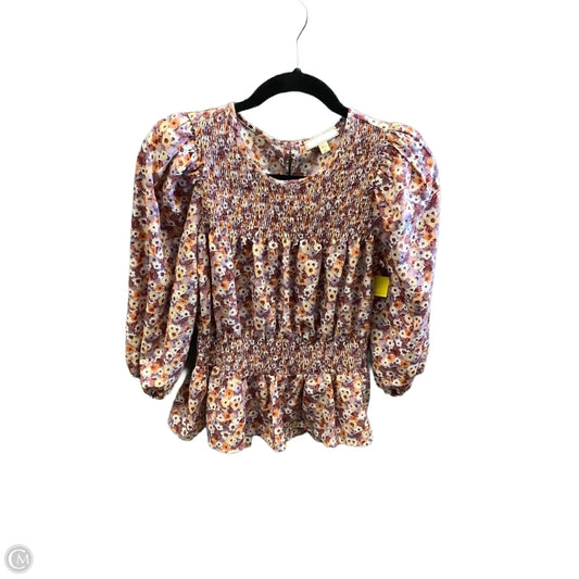 Blouse Long Sleeve By Pleione In Floral Print, Size: Xs