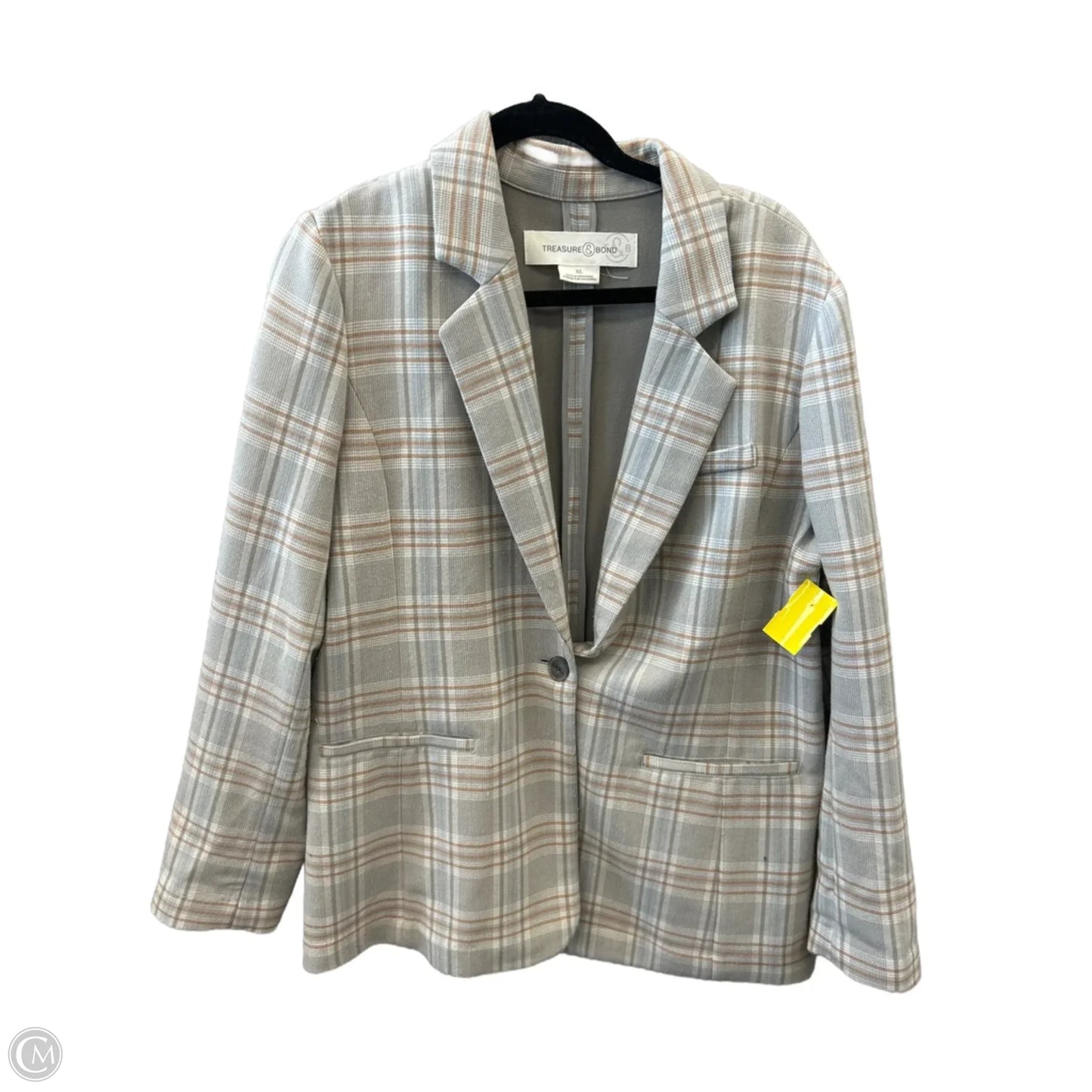 Blazer By Treasure And Bond In Plaid Pattern, Size: Xl