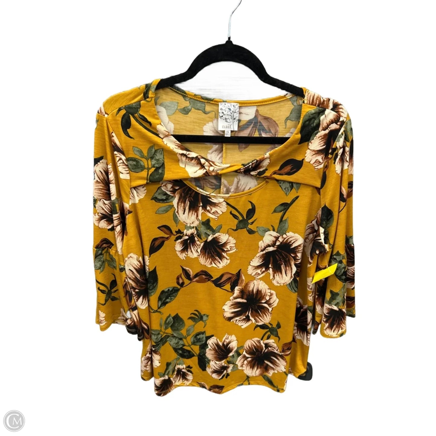 Top Long Sleeve By Naif In Yellow, Size: 1x