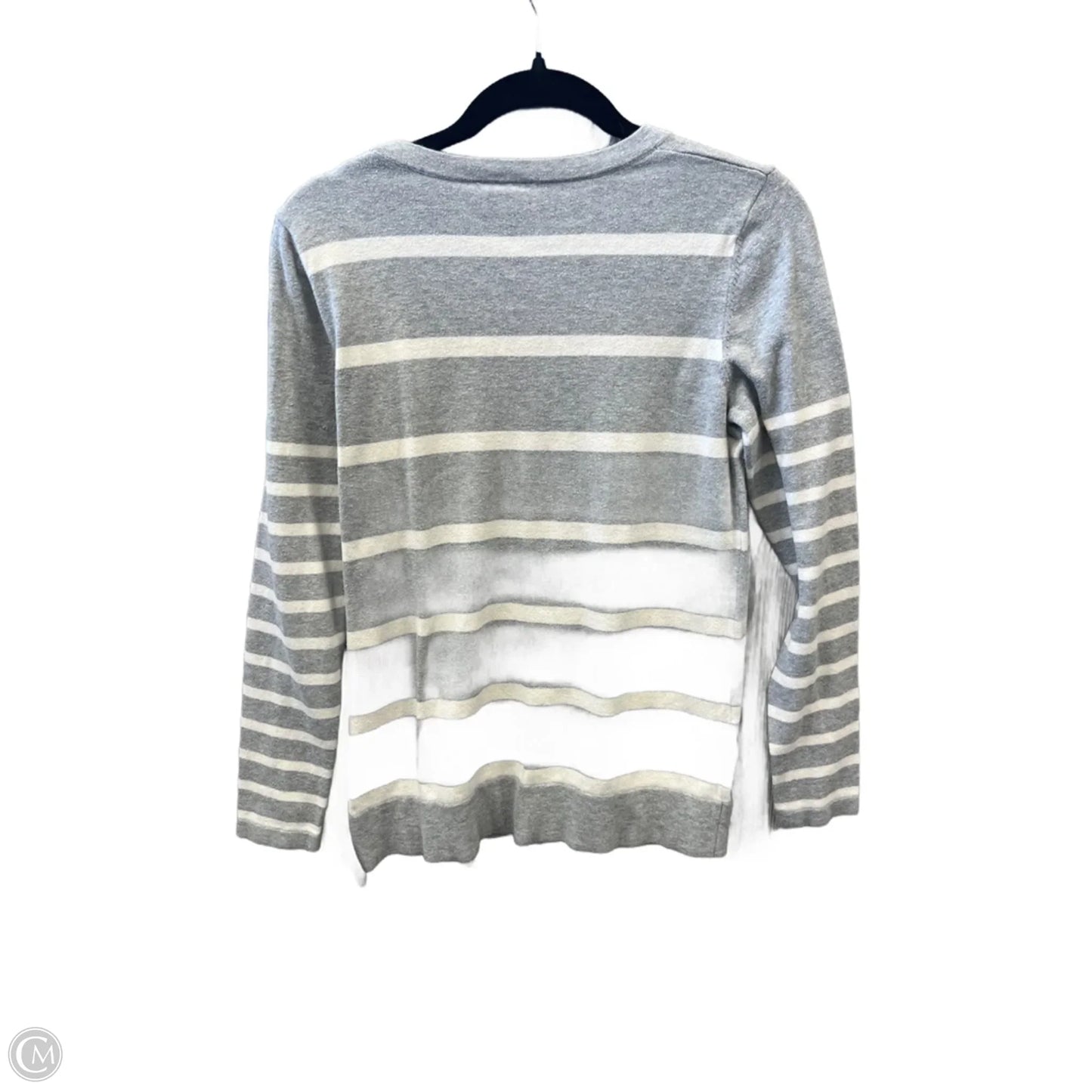 Top Long Sleeve By Loft In Grey & White, Size: M