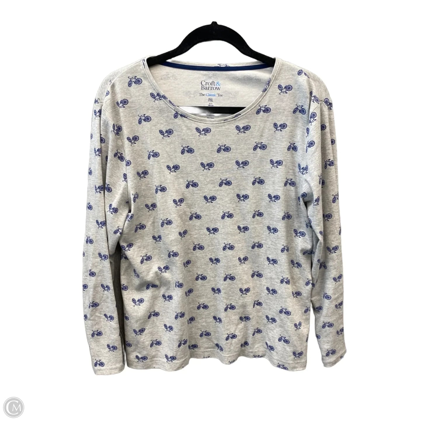 Top Long Sleeve By Croft And Barrow In Blue & Grey, Size: Xlp