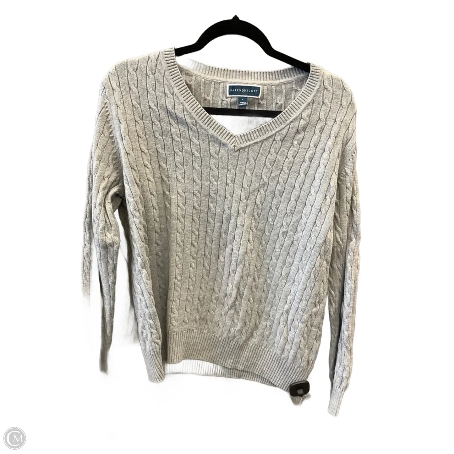 Sweater By Karen Scott In Grey, Size: L