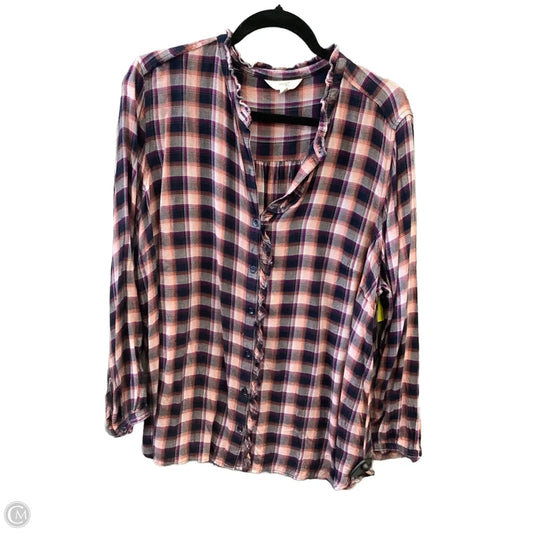 Top Long Sleeve By Terra & Sky In Plaid Pattern, Size: 2x
