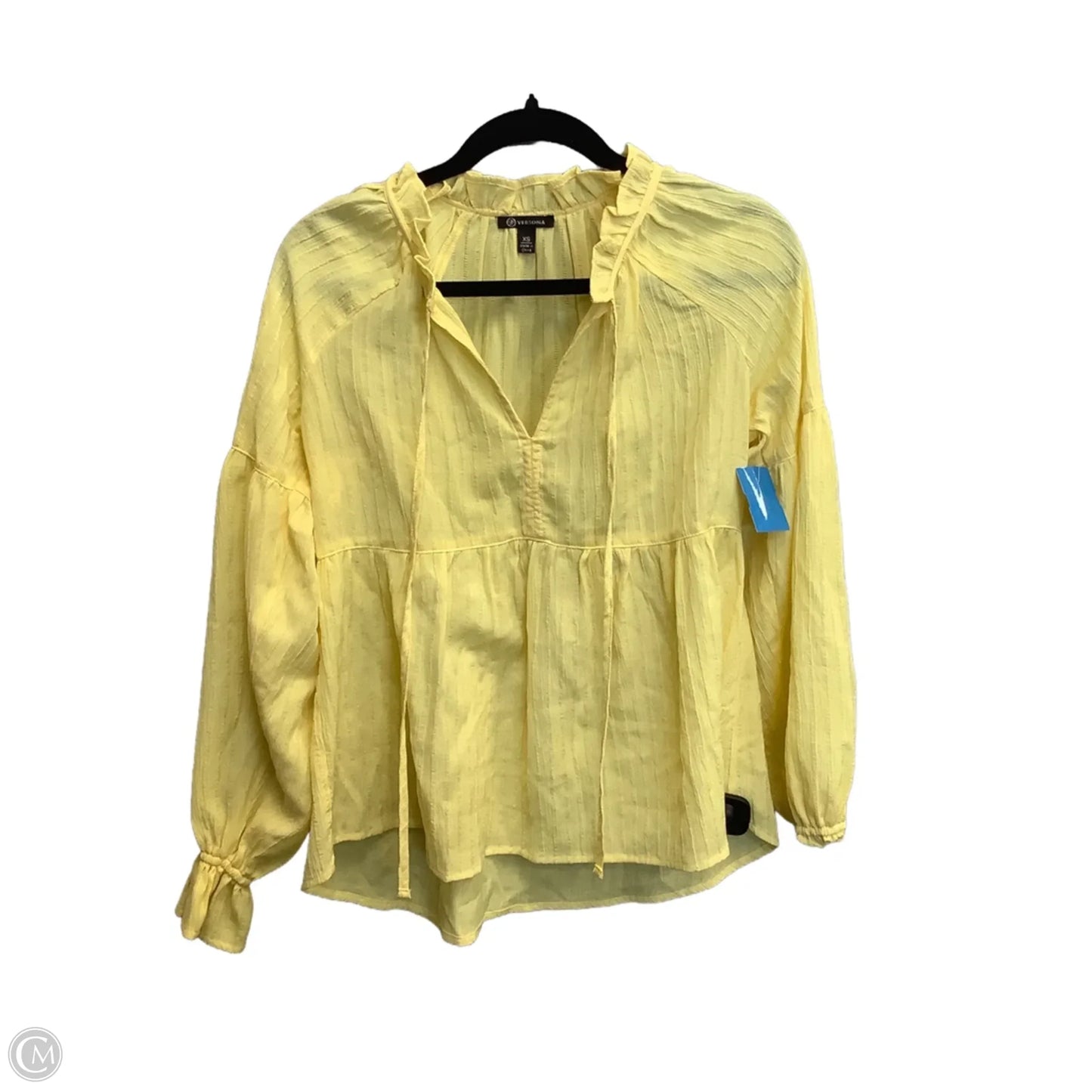 Blouse Long Sleeve By Versona In Yellow, Size: Xs