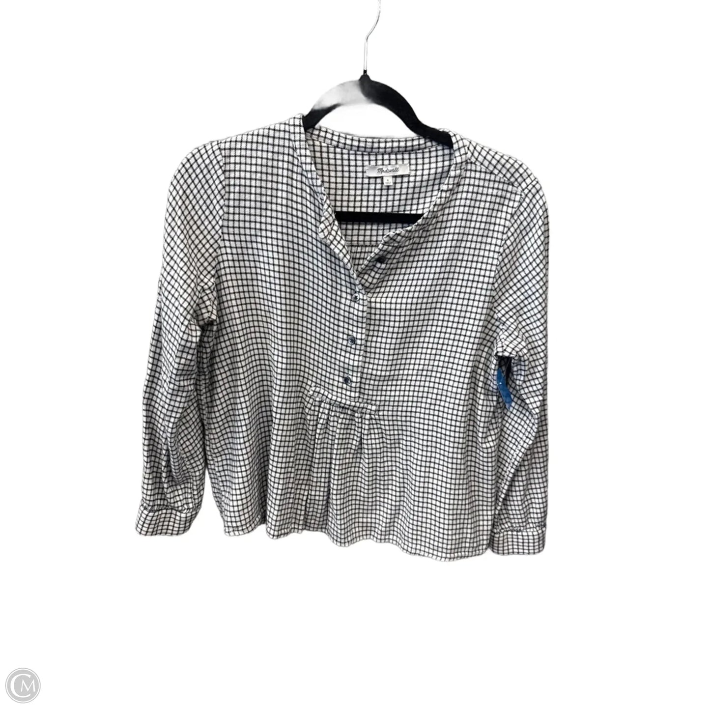 Top Long Sleeve By Madewell In Checkered Pattern, Size: M