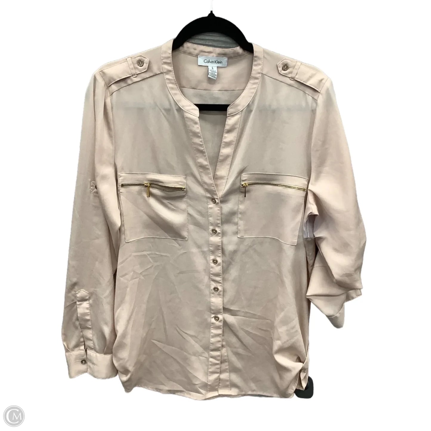 Top Long Sleeve By Calvin Klein In Pink, Size: L