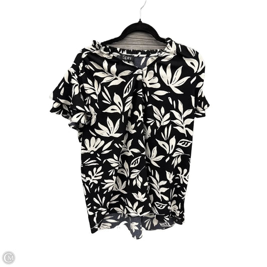 Top Short Sleeve By Spin In Black & White, Size: 2x