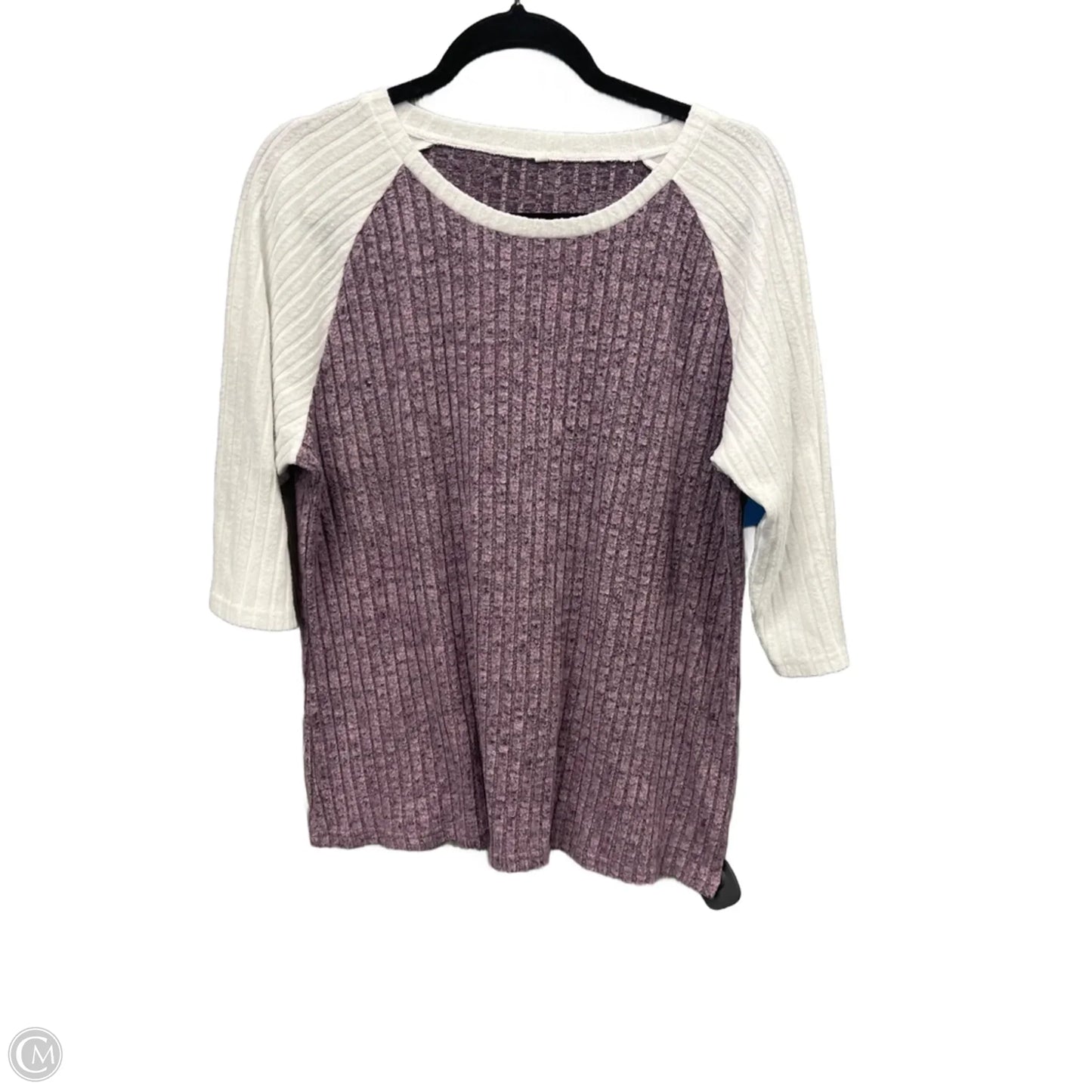 Top Long Sleeve By Clothes Mentor In Purple & White, Size: Xl