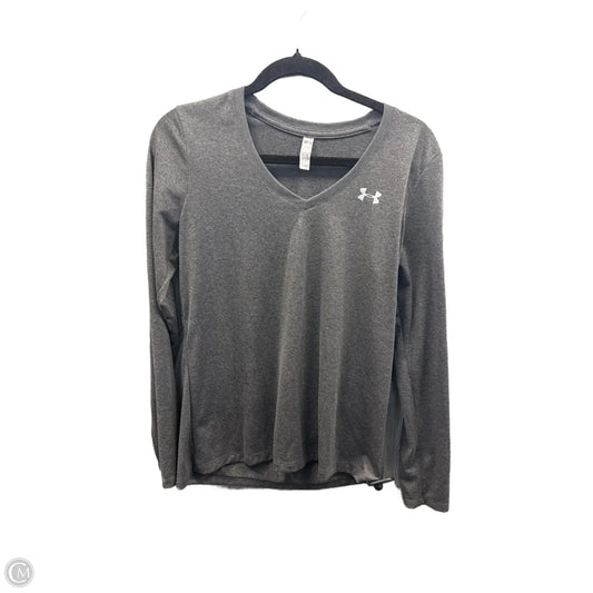Athletic Top Long Sleeve Crewneck By Under Armour In Grey, Size: M