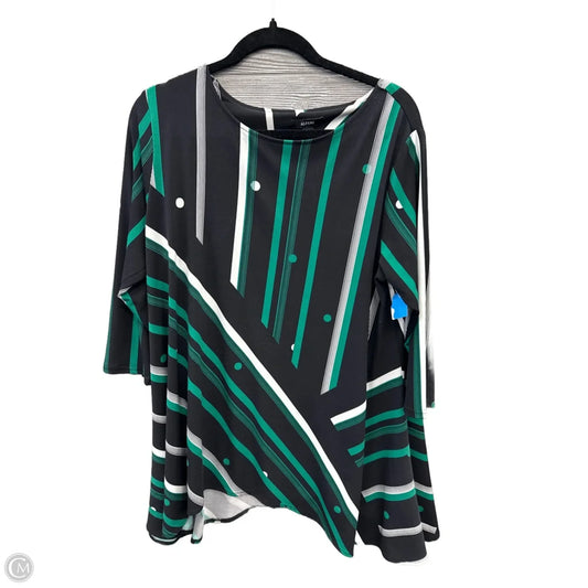 Tunic Long Sleeve By Alfani In Black & Green, Size: L