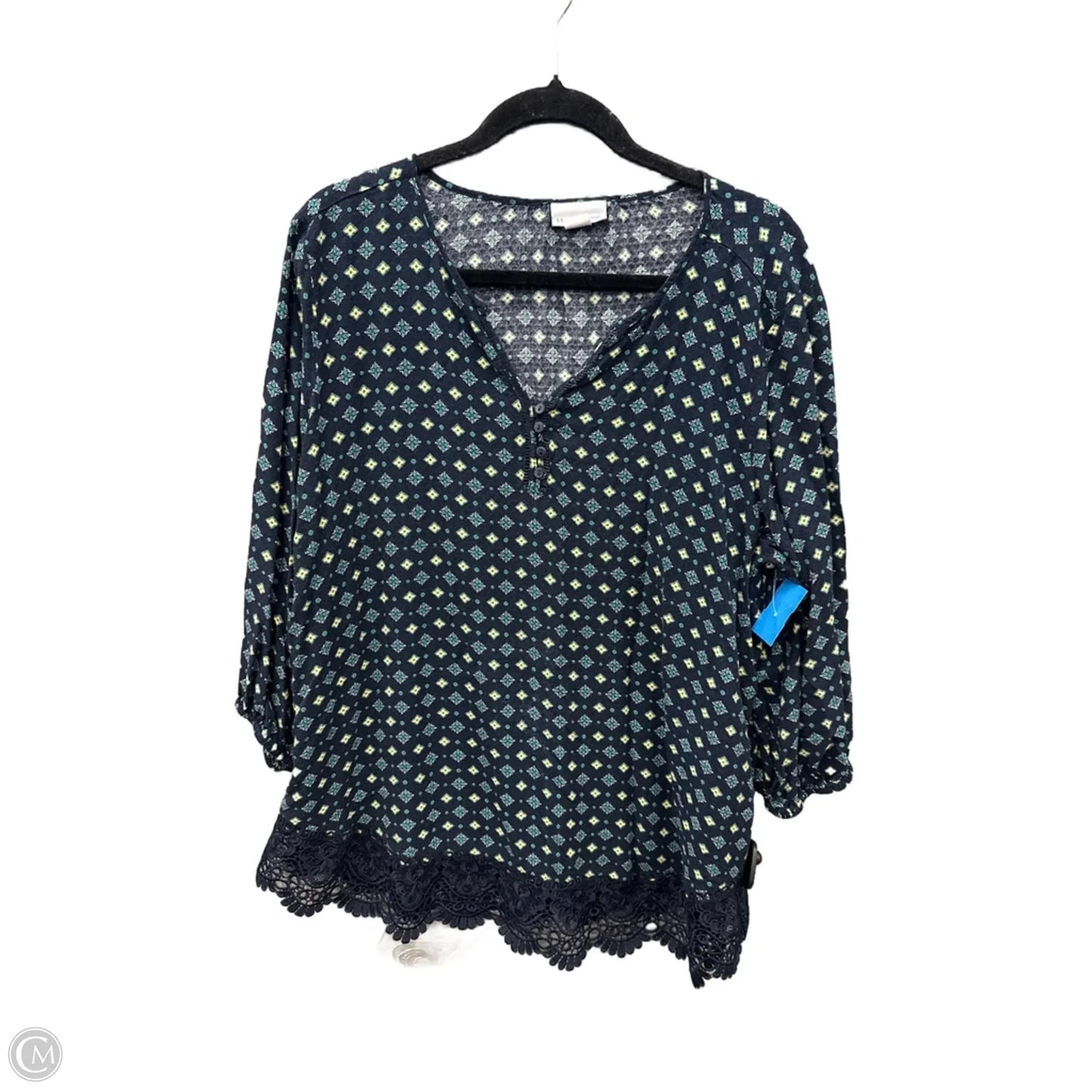 Blouse Long Sleeve By Liz Claiborne In Blue, Size: Xxl
