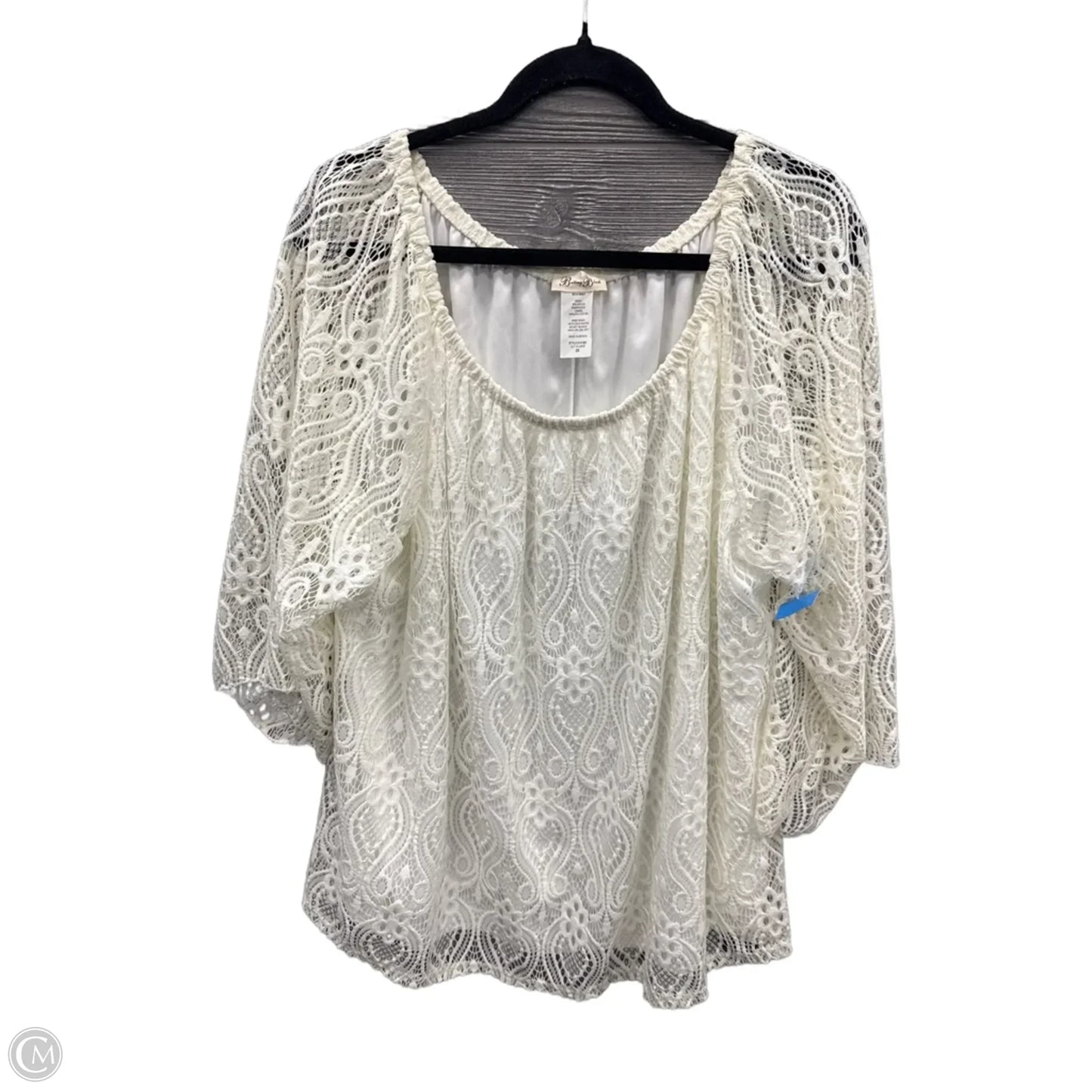 Blouse Long Sleeve By Brittany Black In Cream, Size: 2x