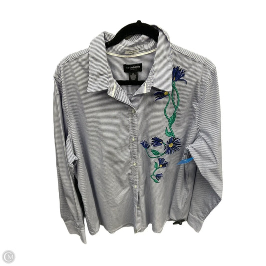Top Long Sleeve By Liz Claiborne In Striped Pattern, Size: Xxl