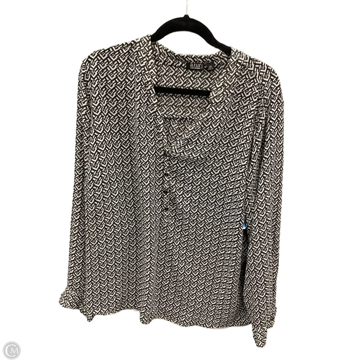 Top Long Sleeve By Ana In Black, Size: 2x