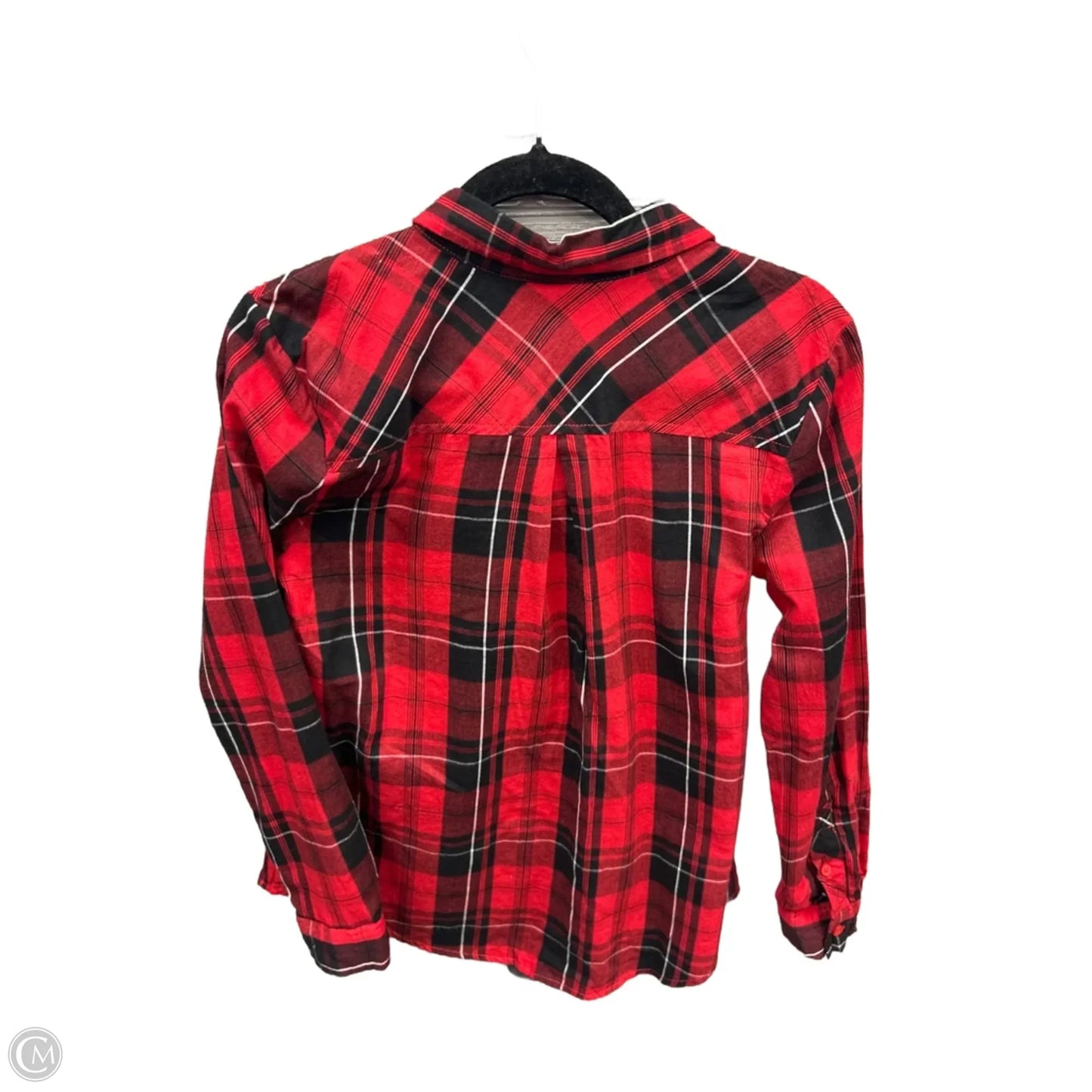 Top Long Sleeve By Time And Tru In Plaid Pattern, Size: S