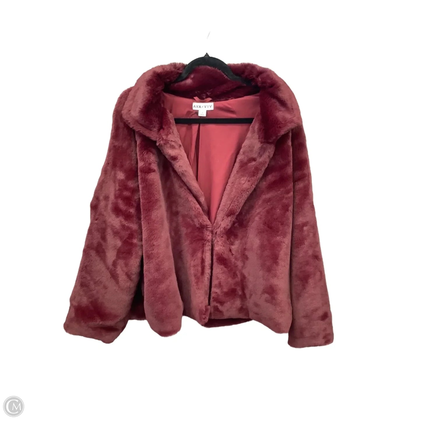 Jacket Faux Fur & Sherpa By Ava & Viv In Maroon, Size: 1x