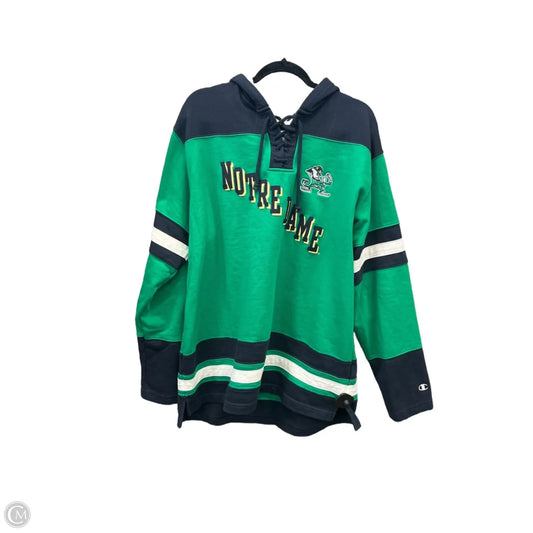 Athletic Sweatshirt Hoodie By Champion In Blue & Green, Size: 2x