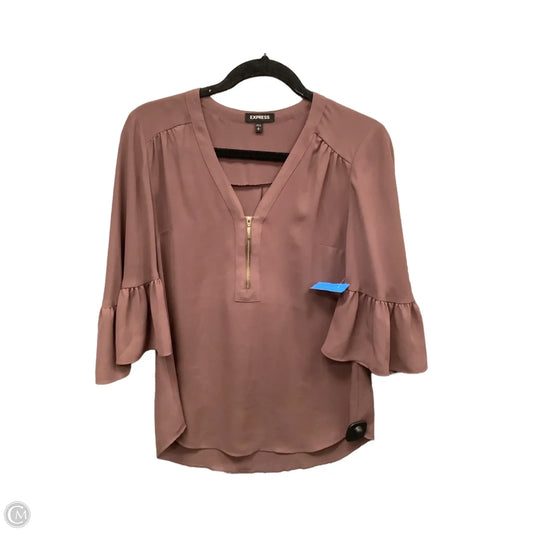 Blouse 3/4 Sleeve By Express In Brown, Size: S