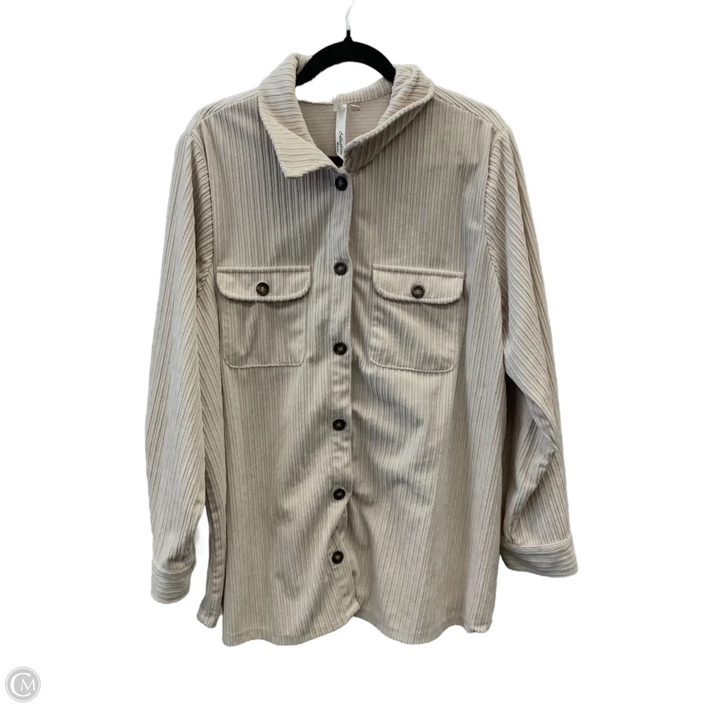Jacket Shirt By Ny Collection In Cream, Size: 2x