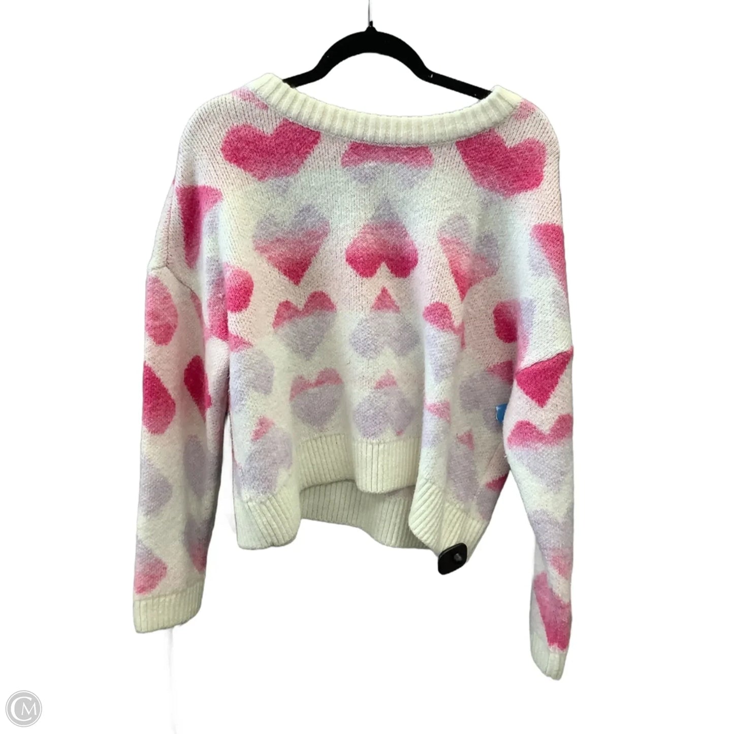 Sweater By Clothes Mentor In Pink & White, Size: L