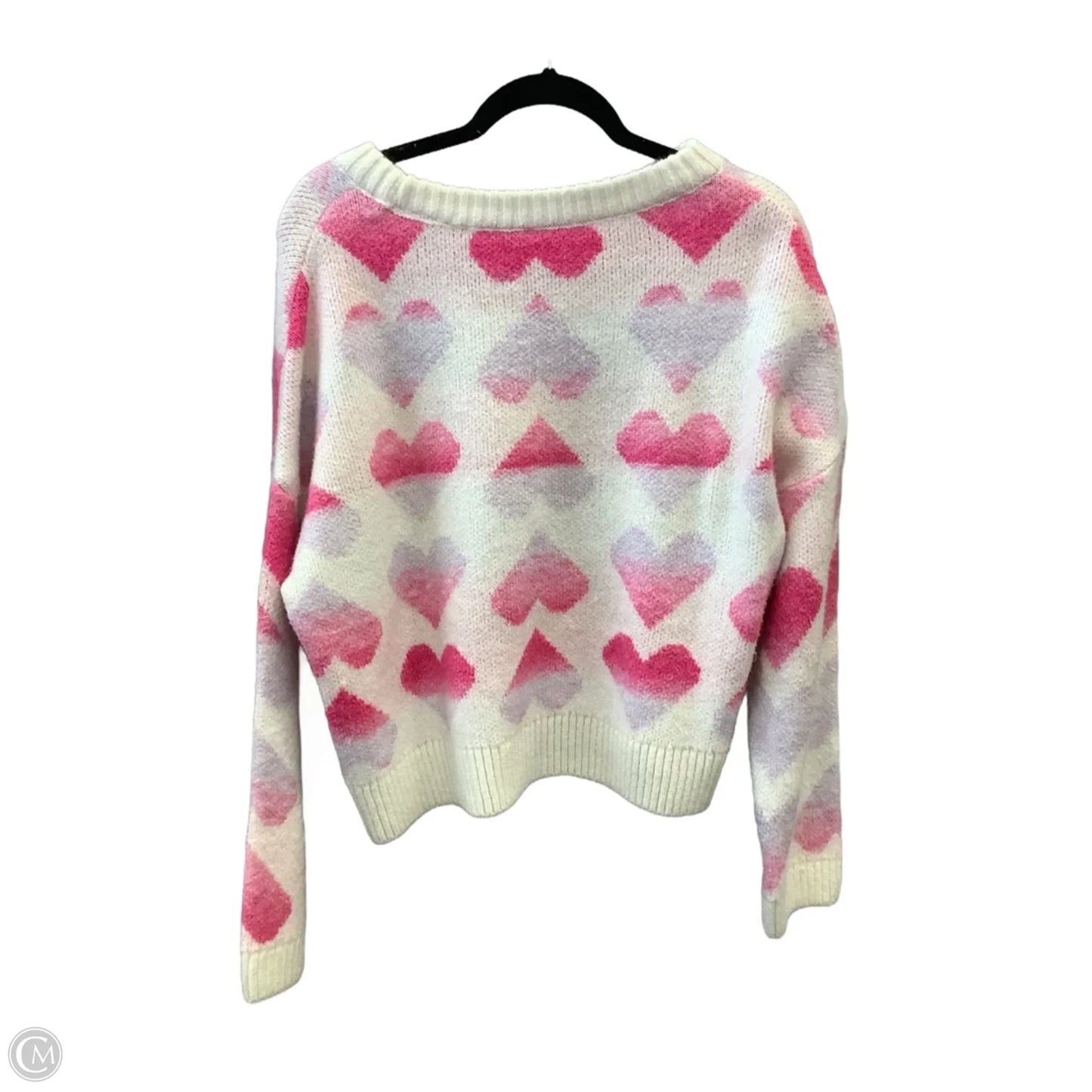 Sweater By Clothes Mentor In Pink & White, Size: L