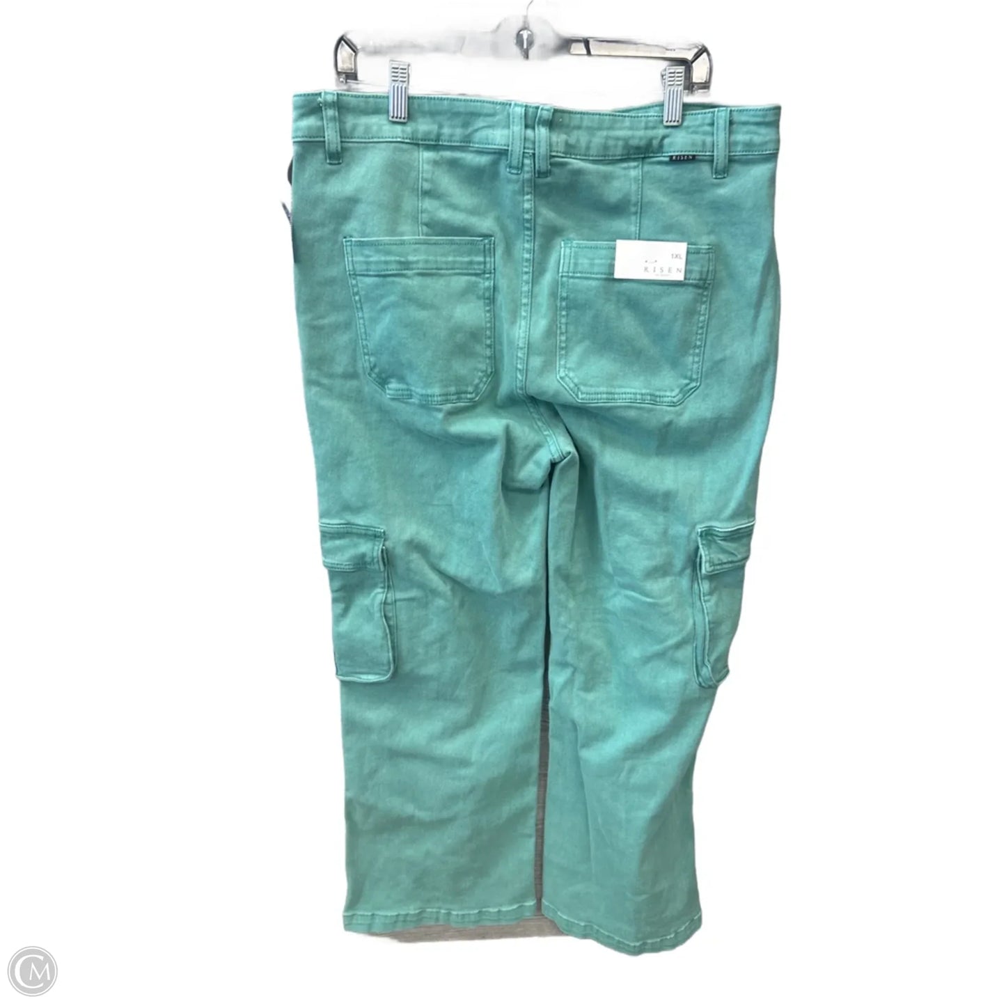 Jeans Wide Leg By Risen In Green Denim, Size: 18