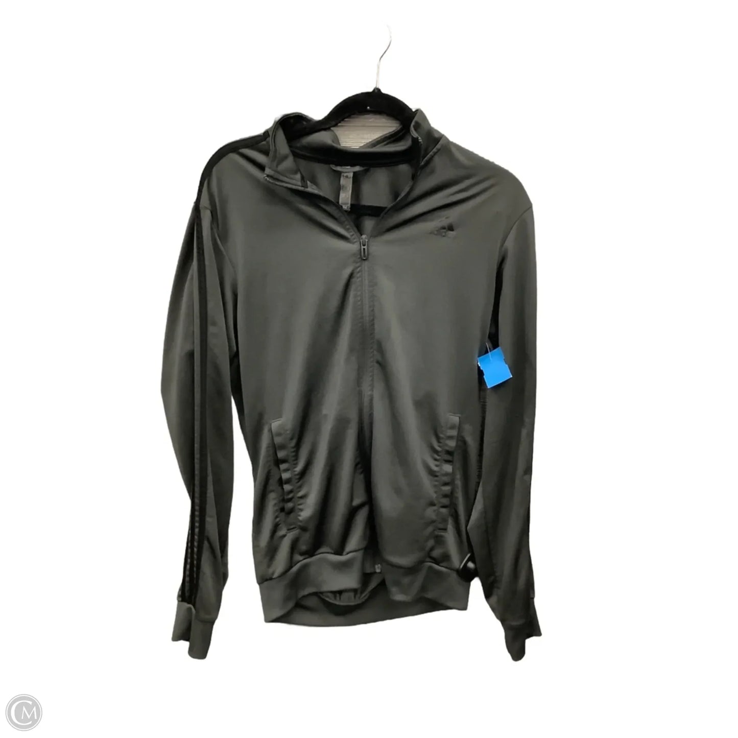 Athletic Top Long Sleeve Collar By Adidas In Grey, Size: S