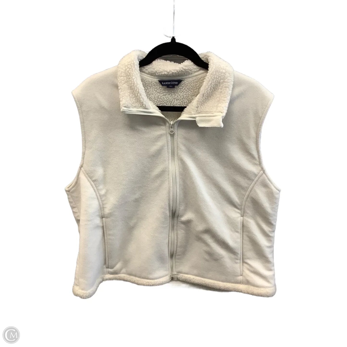 Vest Faux Fur & Sherpa By Lands End In White, Size: 1x