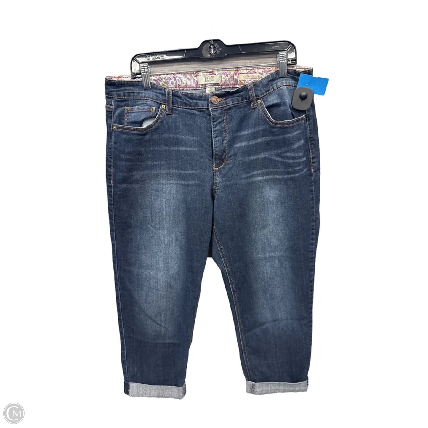 Jeans Boyfriend By Vintage America In Blue Denim, Size: 14