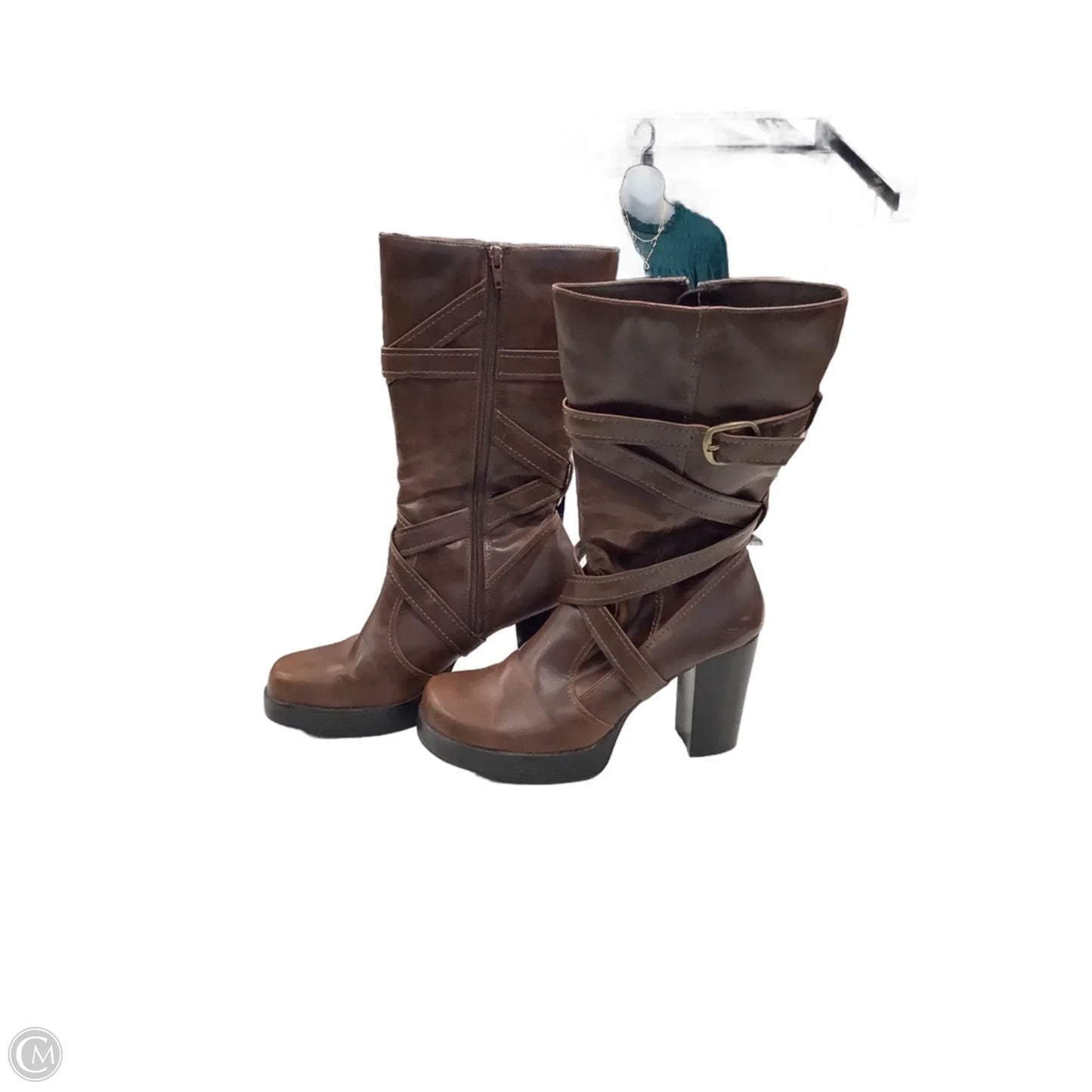 Boots Ankle Heels By Skechers In Brown, Size: 10