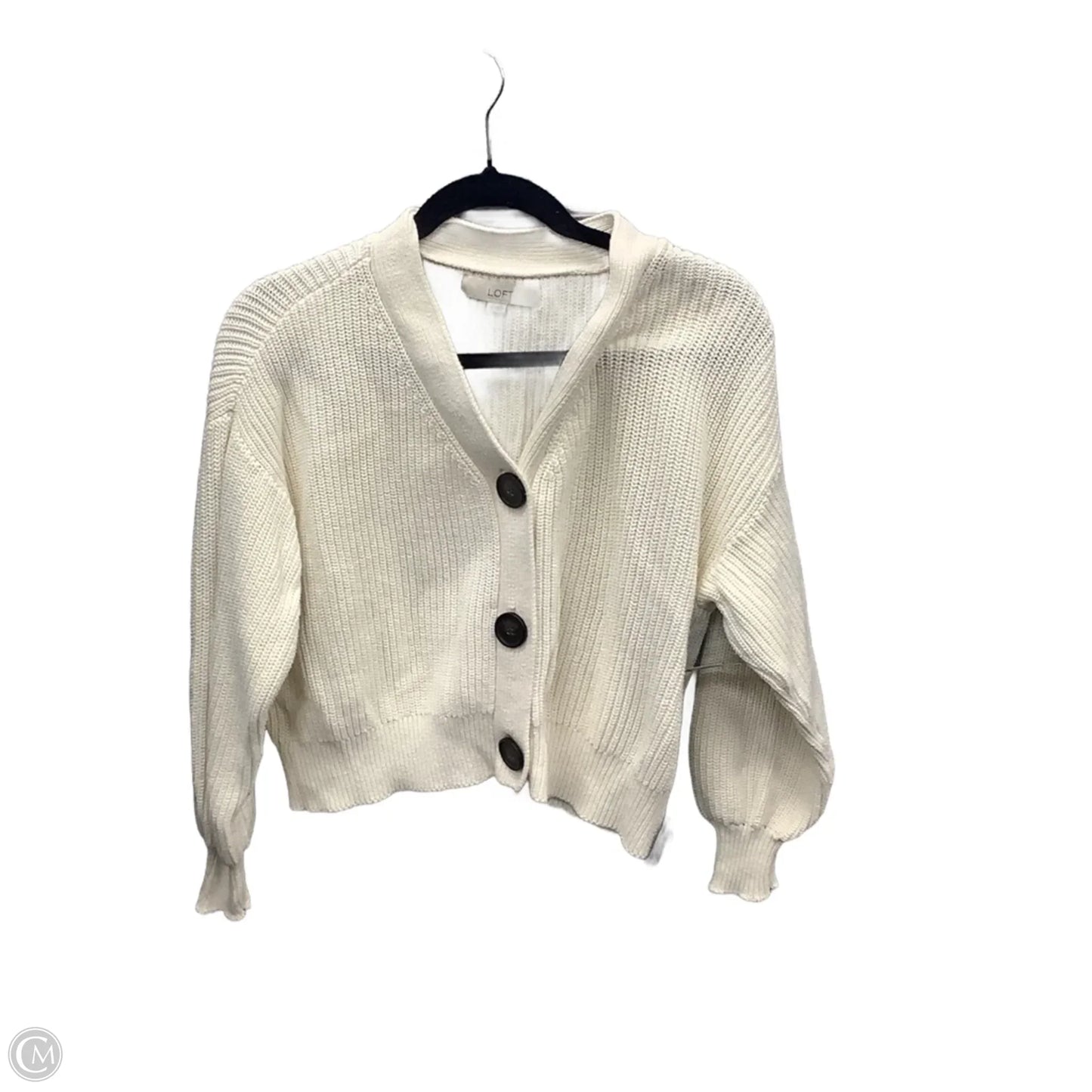 Sweater Cardigan By Loft In White, Size: S