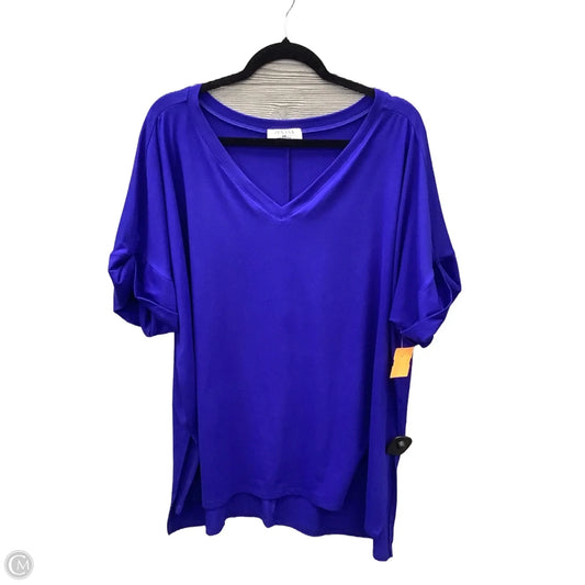 Top Short Sleeve By Zenana In Blue, Size: 2x