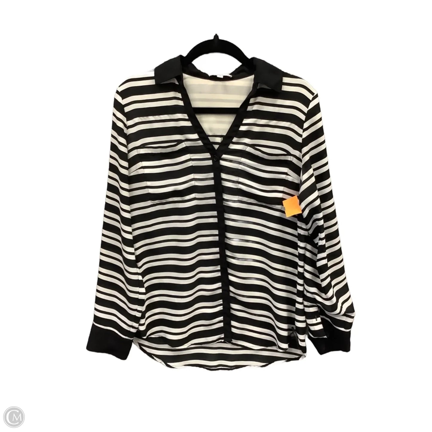Top Long Sleeve By Express In Striped Pattern, Size: M