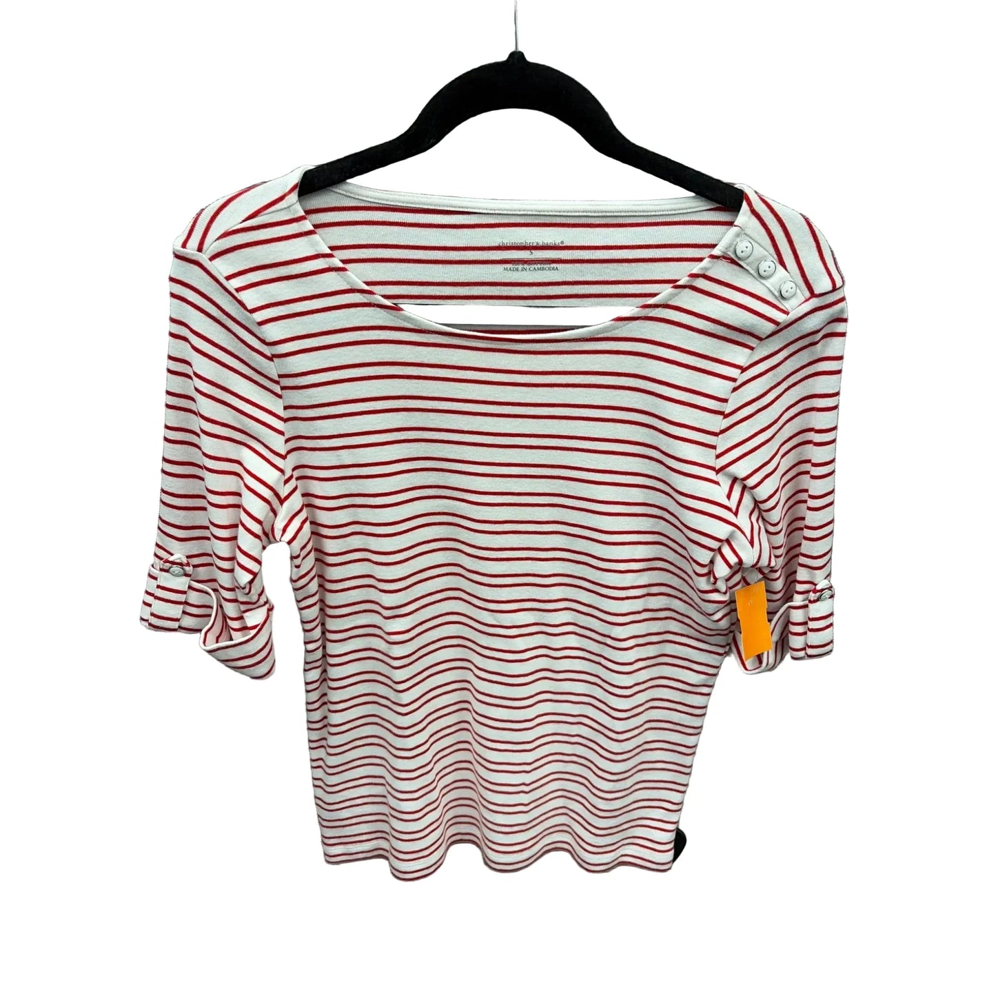Top Short Sleeve By Christopher And Banks In Striped Pattern, Size: S