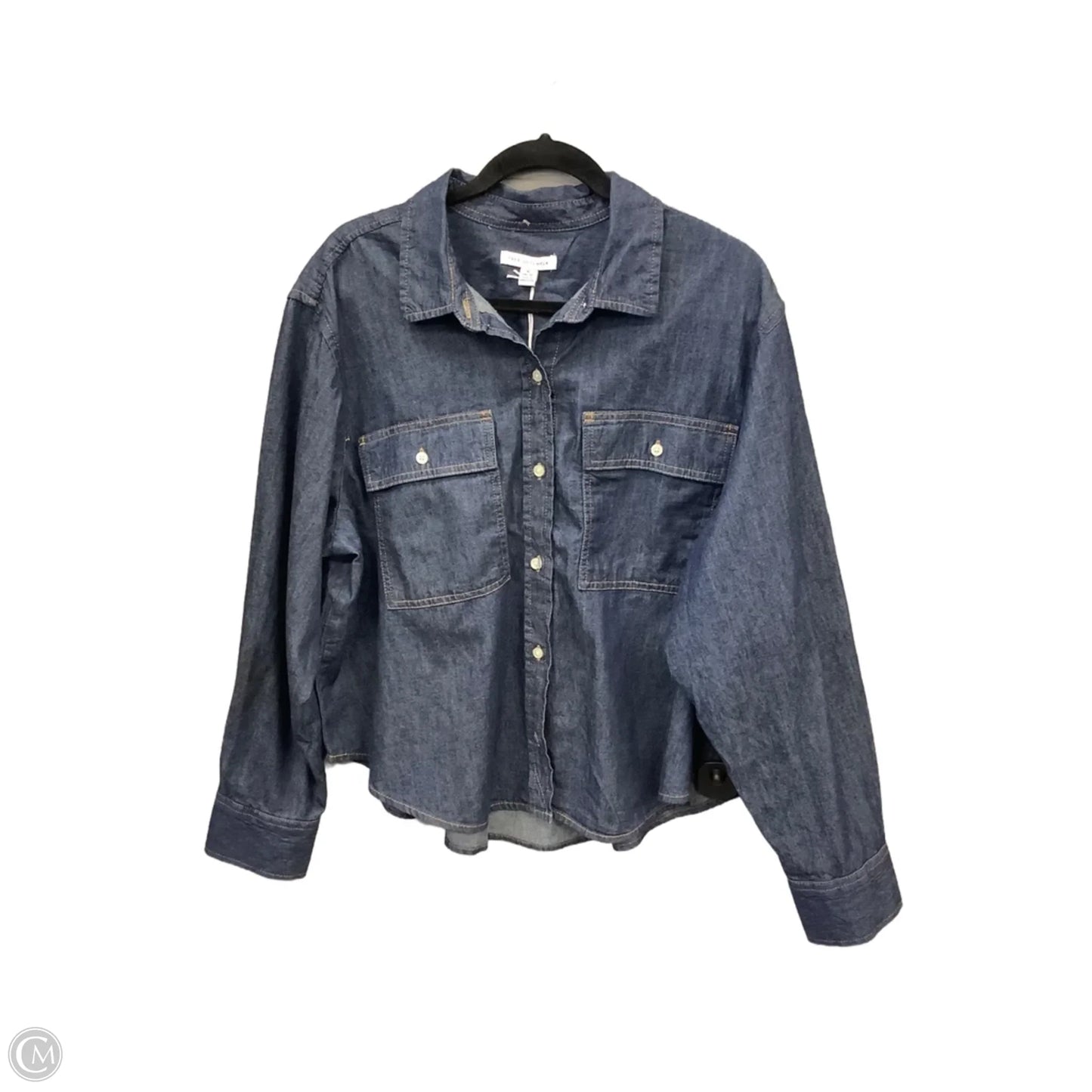 Top Long Sleeve By Free Assembly In Blue Denim, Size: Xl