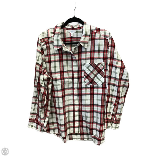 Top Long Sleeve By Time And Tru In Plaid Pattern, Size: Xl