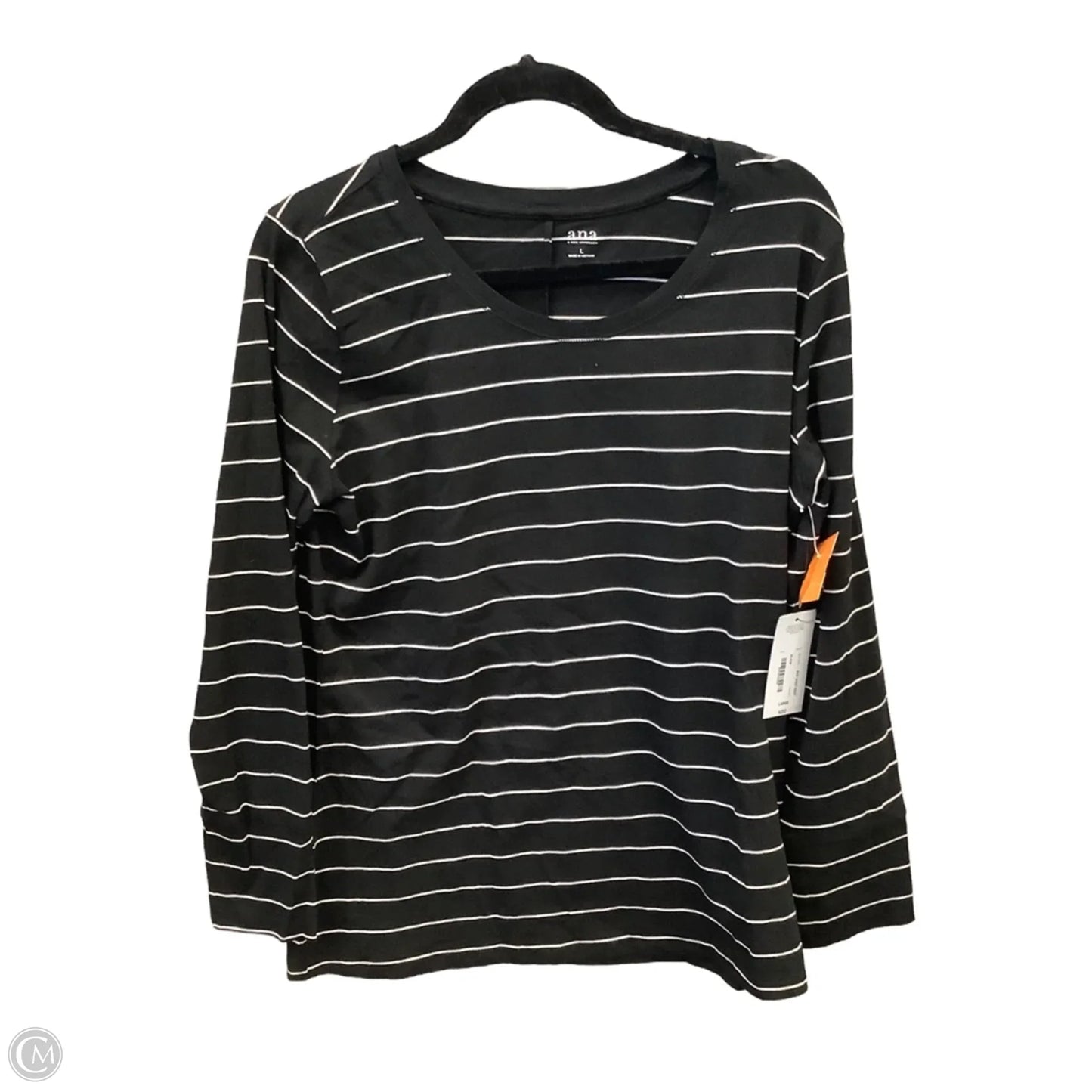 Top Long Sleeve By Ana In Striped Pattern, Size: L