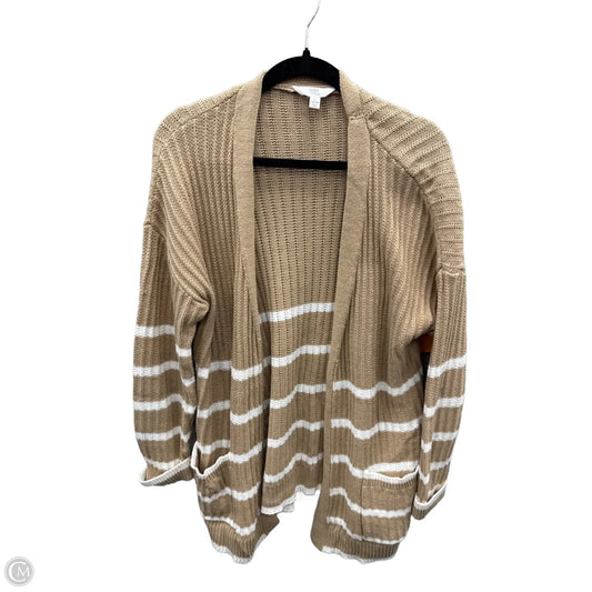 Sweater Cardigan By Time And Tru In Tan & White, Size: L
