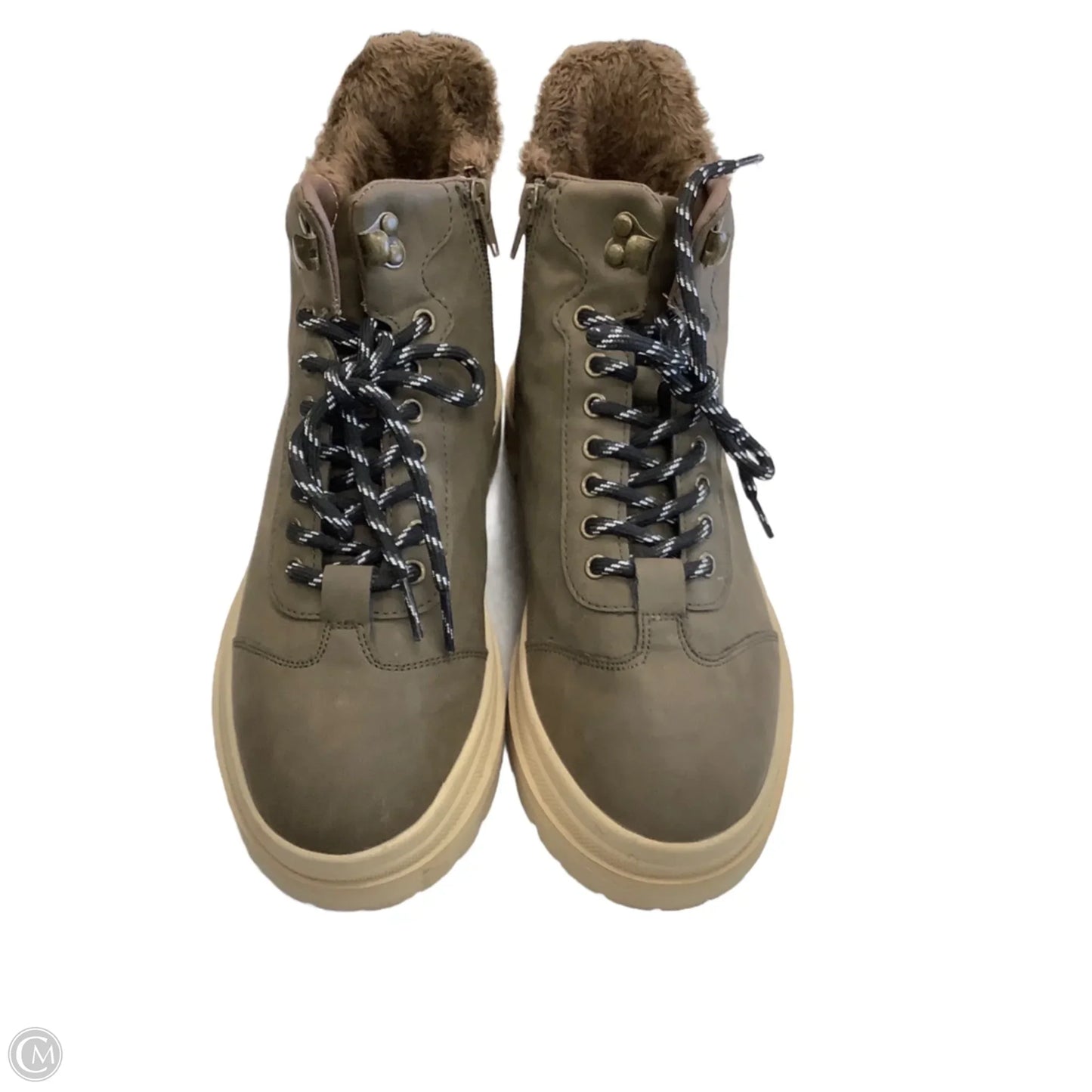 Boots Ankle Flats By Falls Creek In Green & Tan, Size: 8