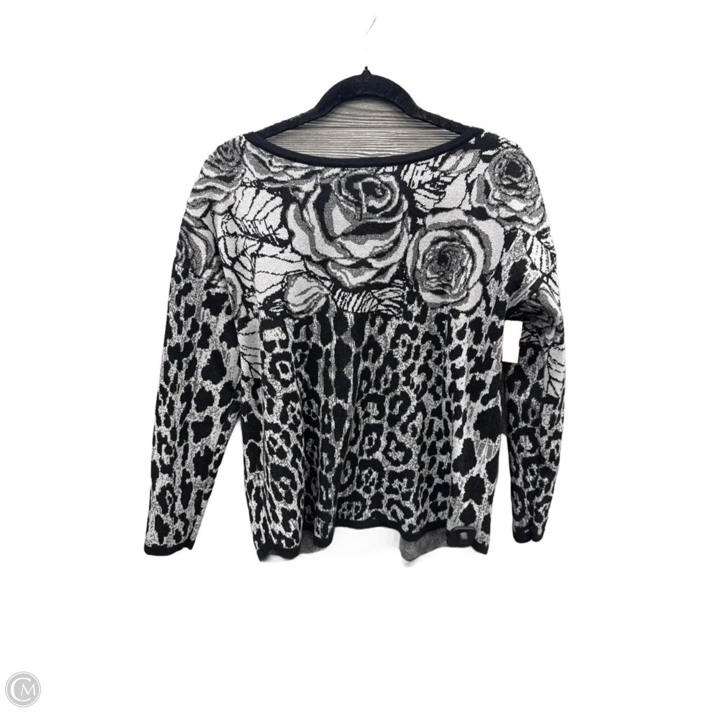 Top Long Sleeve By Chicos In Black & Grey, Size: L