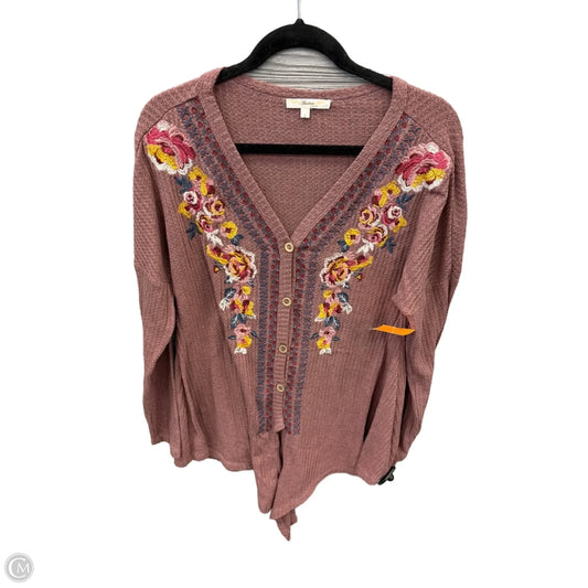 Top Long Sleeve By Andree By Unit In Pink, Size: S