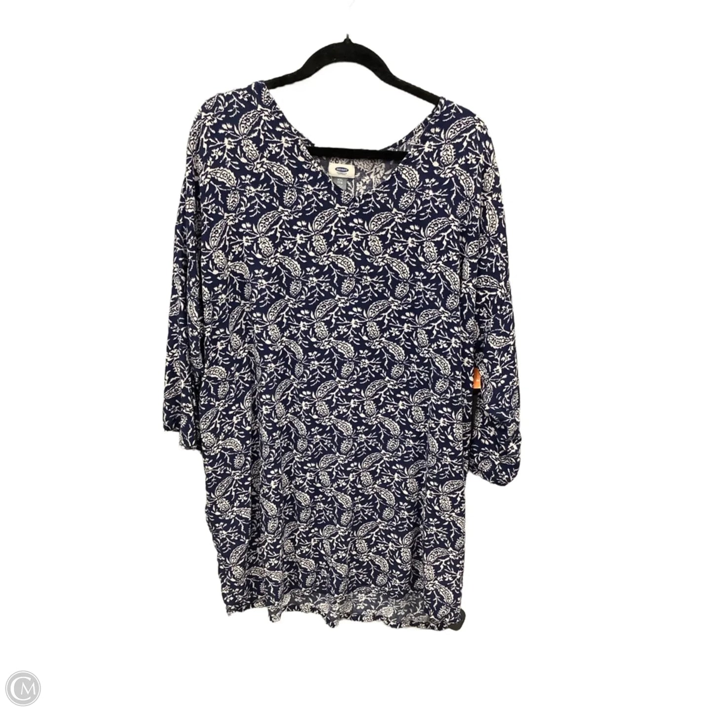 Dress Casual Midi By Old Navy In Blue & White, Size: Xxl