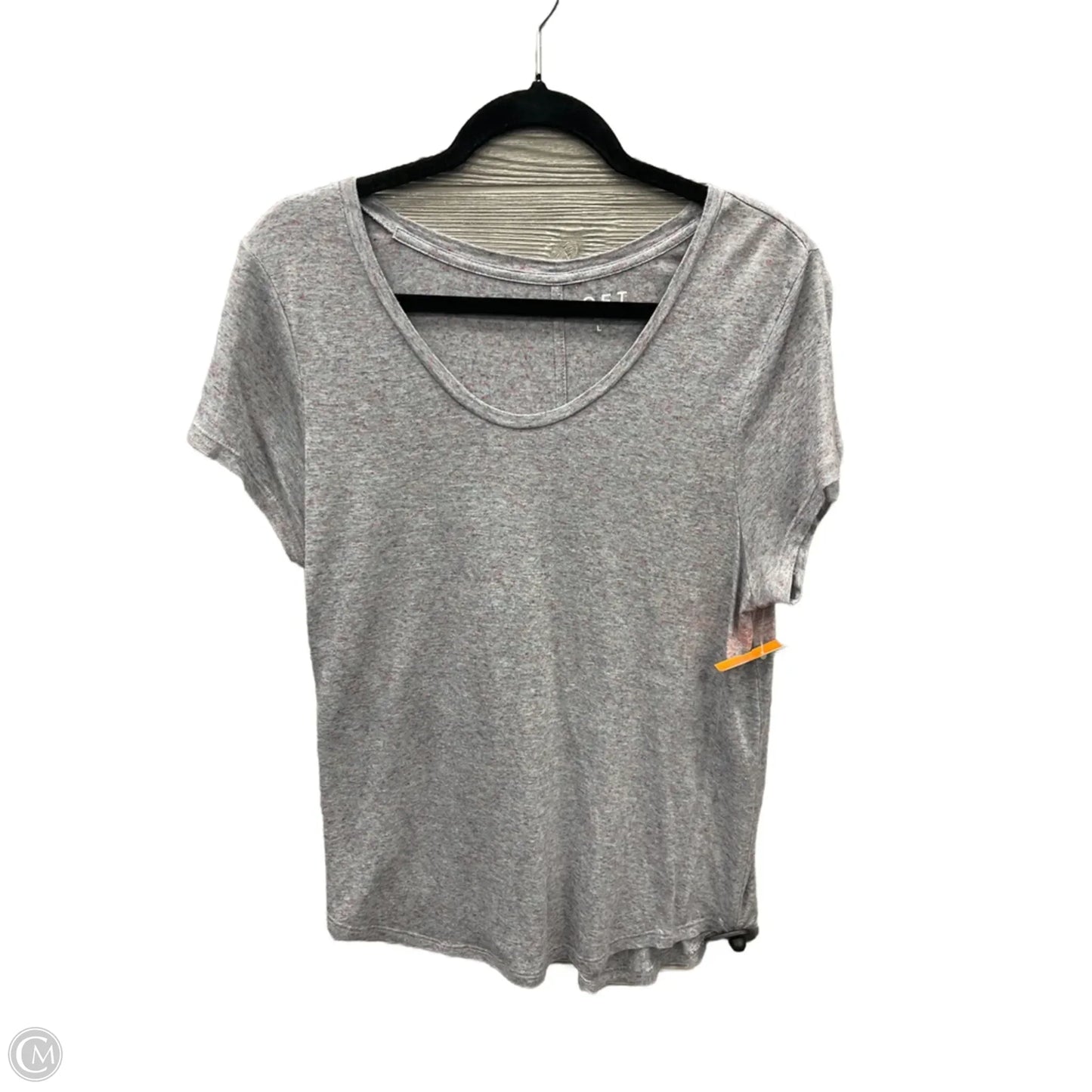 Top Short Sleeve By Loft In Grey, Size: L