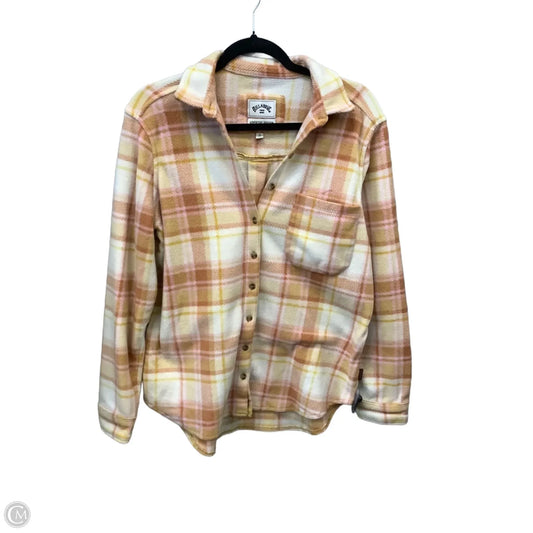 Top Long Sleeve By Billabong In Plaid Pattern, Size: L