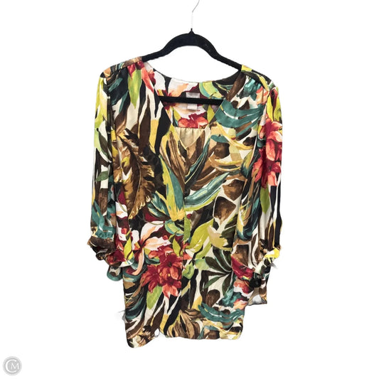Blouse 3/4 Sleeve By Chicos In Multi-colored, Size: L