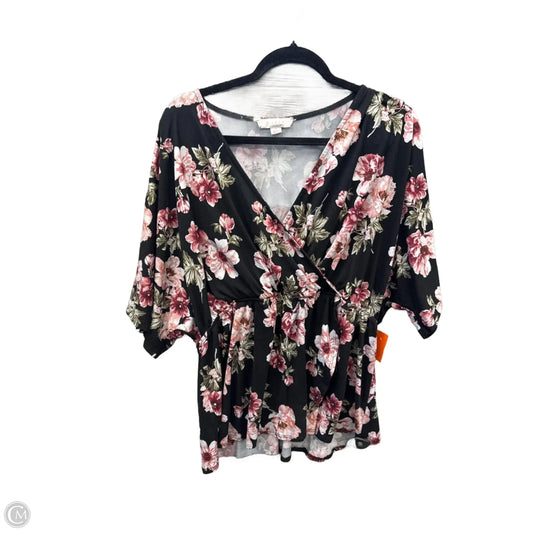 Blouse Short Sleeve By Misia In Floral Print, Size: 1x