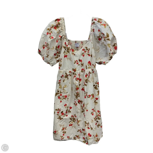 Dress Casual Midi By Old Navy In Cream & Red, Size: S